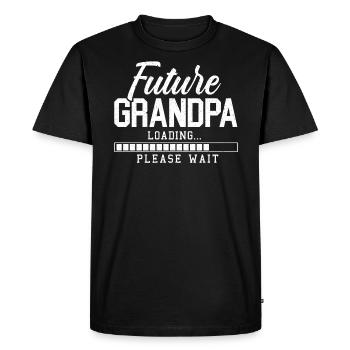 Annonce du futur grand-père qui charge le bébé - T-shirt Premium bio Homme - noir - Devant - Nico (187cm)