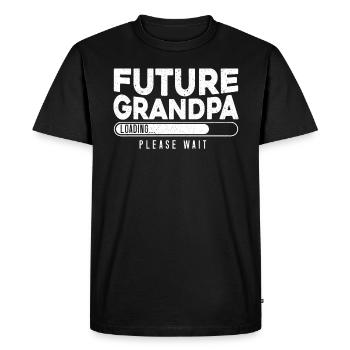 Annonce du futur grand-père qui charge le bébé - T-shirt Premium bio Homme - noir - Devant - Nico (187cm)