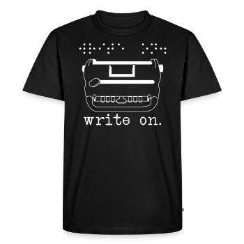 Write On Braille Visually Impaired Blind Awareness - Men's Premium Organic T-Shirt - black - Front - Nico (187cm)