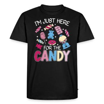 Je suis juste ici pour les bonbons - T-shirt Premium bio Homme - noir - Devant - Nico (187cm)