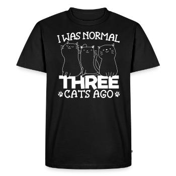 I Was Normal 3 Cats Ago Kitty Kitten Lover Meow - Men's Premium Organic T-Shirt - black - Front - Nico (187cm)