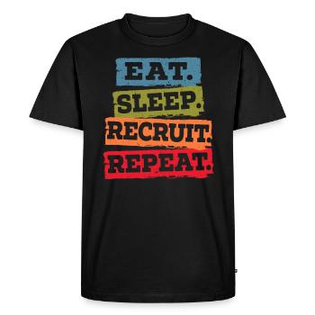 Eat Sleep Recruit Repeat HR Manager Staff Job - T-shirt Premium bio Homme - noir - Devant - Nico (187cm)