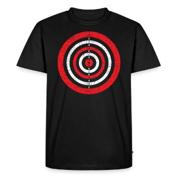Aim Here Darts Player Shooting Sport Bullseye - Men's Premium Organic T-Shirt - black - Front - Nico (187cm)