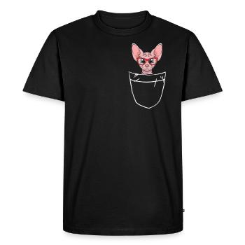 Mignon Sphynx Propriétaire de chat Félin Amant Chat sans poils - T-shirt Premium bio Homme - noir - Devant - Nico (187cm)