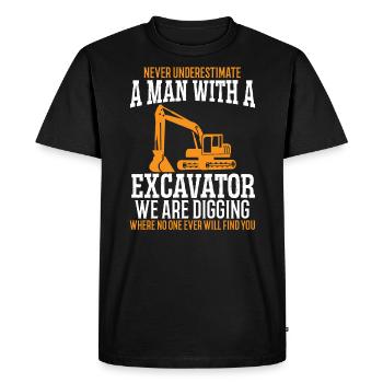 A Man With A Excavator Construction Vehicle Digger - Men's Premium Organic T-Shirt - black - Front - Nico (187cm)