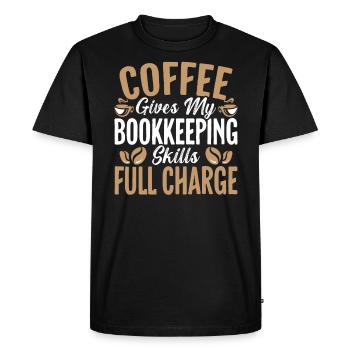 Le café garde mes compétences en comptabilité à pleine charge - T-shirt Premium bio Homme - noir - Devant - Nico (187cm)