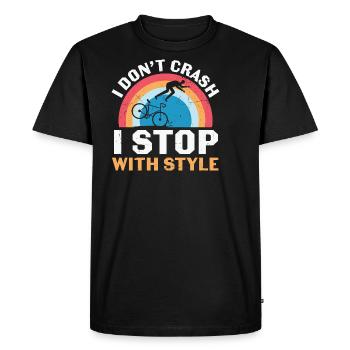 Drôle de cyclisme je ne m’écrase pas je m’arrête avec style - T-shirt Premium bio Homme - noir - Devant - Nico (187cm)