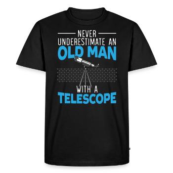 An Old Man With A Telescope Astronomy Astronomer - Men's Premium Organic T-Shirt - black - Front - Nico (187cm)