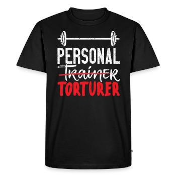Personal Torturer Bodybuilder Fitness Workout - Men's Premium Organic T-Shirt - black - Front - Nico (187cm)