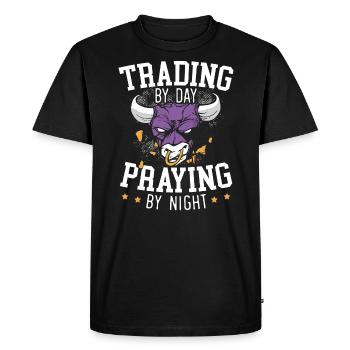 Trading par jour Prier par nuit Forex Day Trader - T-shirt Premium bio Homme - noir - Devant - Nico (187cm)