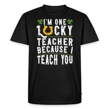 Je suis un enseignant chanceux éducateur de la Saint-Patrick - T-shirt Premium bio Homme - noir - Devant - Nico (187cm)