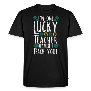 Je suis un enseignant chanceux éducateur de la Saint-Patrick - T-shirt Premium bio Homme - noir - Devant - Nico (187cm)