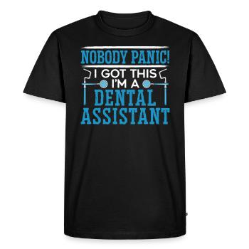 Je suis un assistant dentaire Dentisterie Soins bucco-dentaires Dents - T-shirt Premium bio Homme - noir - Devant - Nico (187cm)