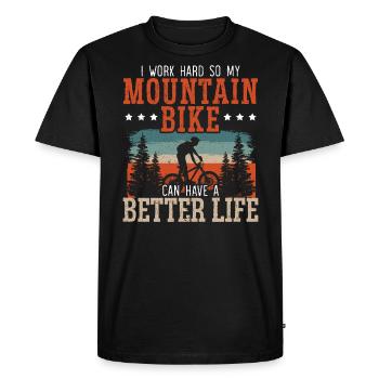 Vélo de montagne Cycliste Vélo VÉLO VTT - T-shirt Premium bio Homme - noir - Devant - Nico (187cm)