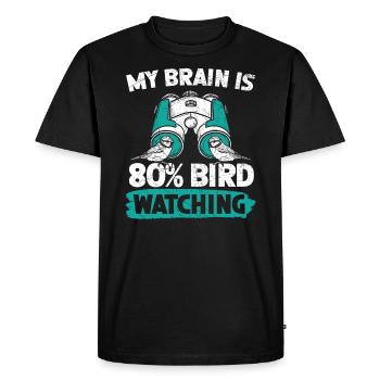 Mon cerveau est à 80% amateur d’oiseaux - T-shirt Premium bio Homme - noir - Devant - Nico (187cm)