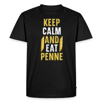 Keep Calm And Eat Penne Pasta Spaghetti Noodles - Men's Premium Organic T-Shirt - black - Front - Nico (187cm)