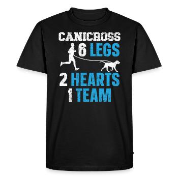 Canicross 6 Jambes 2 Cœurs 1 Équipe Chien Course Sport - T-shirt Premium bio Homme - noir - Devant - Nico (187cm)
