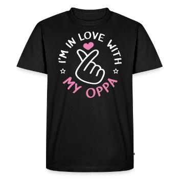 En amour avec ma musique pop coréenne Oppa K-Pop - T-shirt Premium bio Homme - noir - Devant - Nico (187cm)