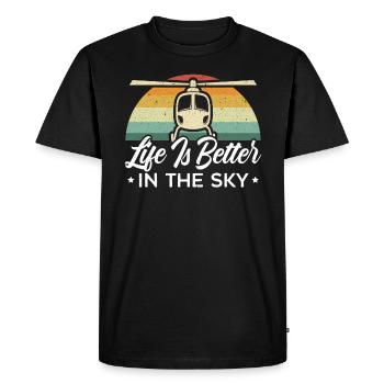 Life Is Better In The Sky Aviator Helicopter - Men's Premium Organic T-Shirt - black - Front - Nico (187cm)