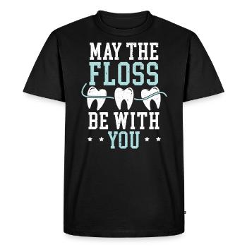 Que la soie dentaire soit avec vous Dentiste Dentisterie Dentaire - T-shirt Premium bio Homme - noir - Devant - Nico (187cm)