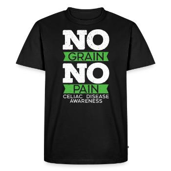 Pas de grain Pas de douleur Mois de sensibilisation à la maladie cœliaque - T-shirt Premium bio Homme - noir - Devant - Nico (187cm)