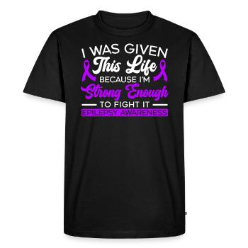 Je suis assez fort pour lutter contre l’épilepsie Sensibilisation - T-shirt Premium bio Homme - noir - Devant - Nico (187cm)
