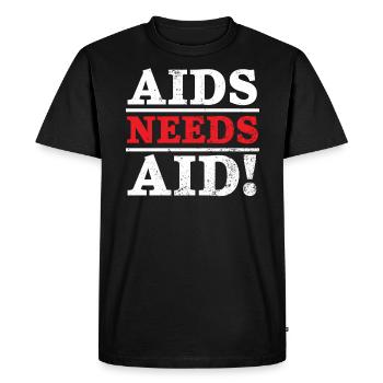 Aids Needs Aid HIV AIDS Awareness Red Ribbon - Men's Premium Organic T-Shirt - black - Front - Nico (187cm)