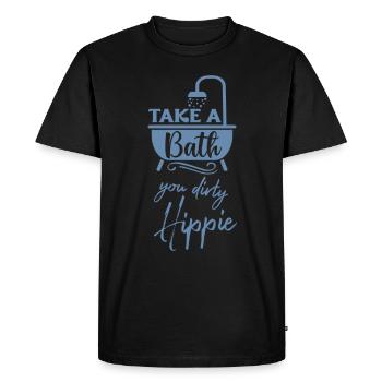Neem een bad je vieze hippie grappig zeggen bad - Mannen Premium Bio T-shirt - zwart - Voor - Nico (187cm)