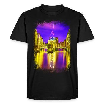 Quartier rouge de Hambourg St Pauli Reeperbahn - T-shirt Premium bio Homme - noir - Devant - Nico (187cm)