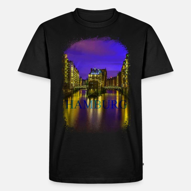 Hamburger Hafen - Männer Premium Bio T-Shirt - Schwarz