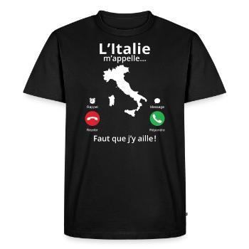 L'italie m'appelle faut que j'y aille! - T-shirt Premium bio Homme - noir - Devant - Nico (187cm)