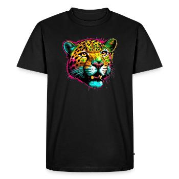 Rainbow Color Splash Leopard Par Jaguar - T-shirt Premium bio Homme - noir - Devant - Nico (187cm)
