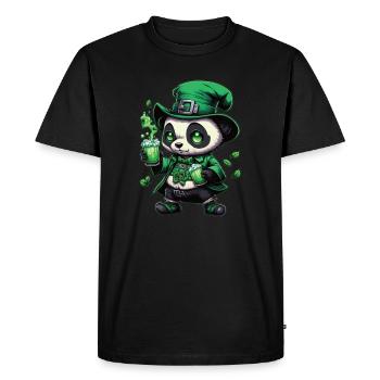 Motif de la Saint-Patrick, PANDA - T-shirt Premium bio Homme - noir - Devant - Nico (187cm)