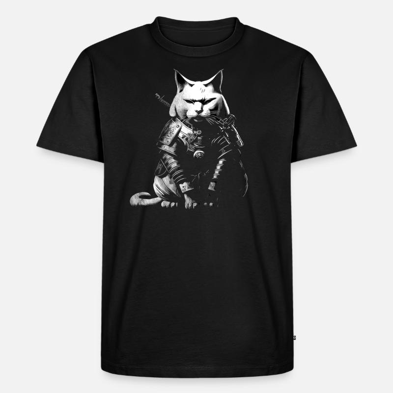 Cool Samurai Cat - Men's Premium Organic T-Shirt - black