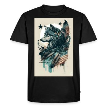 Wolf Design by ART8NS Art on Streetwear S 21of25 - Men's Premium Organic T-Shirt - black - Front - Nico (187cm)