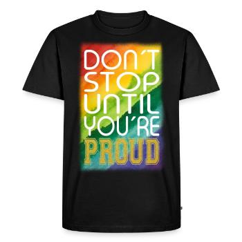 NE VOUS ARRÊTEZ PAS TANT QUE VOUS N’ÊTES PAS FIER ARC-EN-CIEL LGBTQ+ - T-shirt Premium bio Homme - noir - Devant - Nico (187cm)