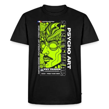 Streetwear psychédélic jaune - T-shirt Premium bio Homme - noir - Devant - Nico (187cm)