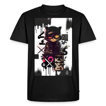 Cat by ART8NS - Art ON Streetwear - Men's Premium Organic T-Shirt - black - Front - Nico (187cm)