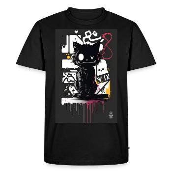 Chat par ART8NS - Art ON Streetwear - T-shirt Premium bio Homme - noir - Devant - Nico (187cm)