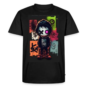 Poupée d’horreur par ART8NS - Art ON Streetwear - T-shirt Premium bio Homme - noir - Devant - Nico (187cm)