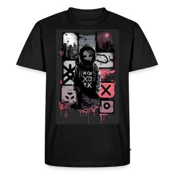 Shadow man by ART8NS - Art ON Streetwear - Men's Premium Organic T-Shirt - black - Front - Nico (187cm)