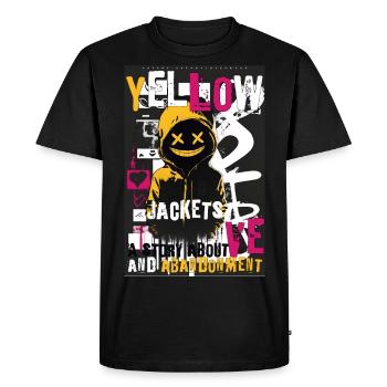 Yellow Jackets in Love par ART8NS Art ON Streetwear - T-shirt Premium bio Homme - noir - Devant - Nico (187cm)