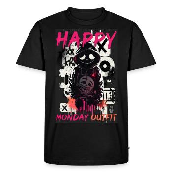 Happy Monday Outfit by ART8NS - Art ON Streetwear - Men's Premium Organic T-Shirt - black - Front - Nico (187cm)