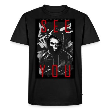 See You by ART8NS - Art ON Streetwear - Men's Premium Organic T-Shirt - black - Front - Nico (187cm)