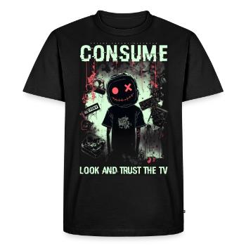 Consommer par ART8NS - Art ON Streetwear - T-shirt Premium bio Homme - noir - Devant - Nico (187cm)