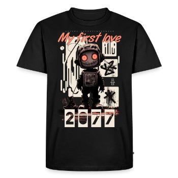 My first love by ART8NS - Art ON Streetwear - Men's Premium Organic T-Shirt - black - Front - Nico (187cm)
