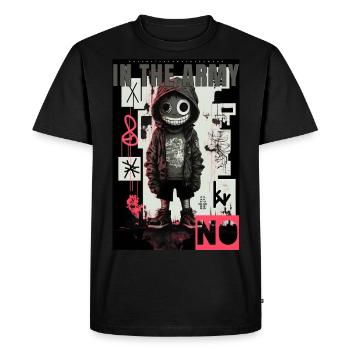 Dans l’armée, NO par ART8NS - Art ON Streetwear - T-shirt Premium bio Homme - noir - Devant - Nico (187cm)