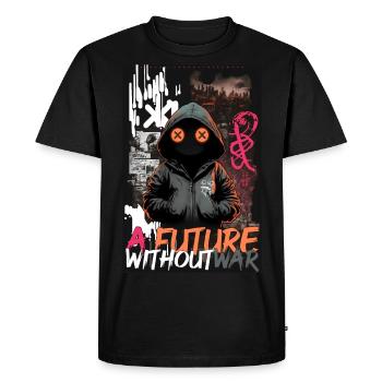 Un avenir sans guerre par ART8NS - Art ON Streetwear - T-shirt Premium bio Homme - noir - Devant - Nico (187cm)