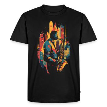 Jazz, Saxophoniste - T-shirt Premium bio Homme - noir - Devant - Nico (187cm)