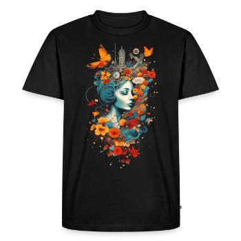 Fleur - T-shirt Premium bio Homme - noir - Devant - Nico (187cm)